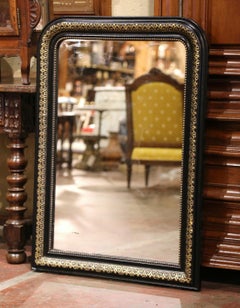 19th Century French Louis Philippe Two-Tone Gilt and Blackened Wall Mirror