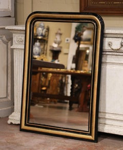 19th Century French Louis Philippe Two-Tone Gilt and Blackened Wall Mirror