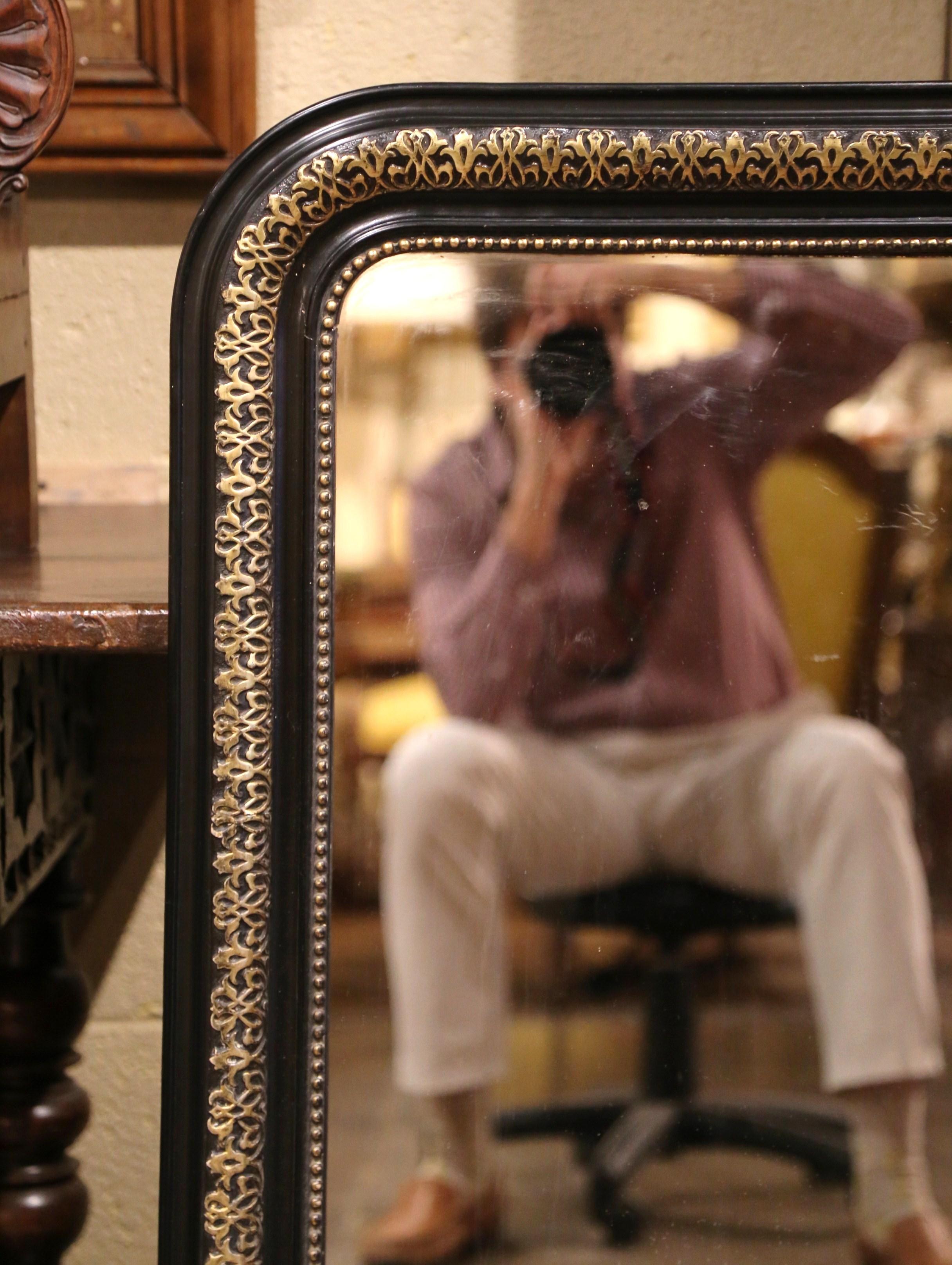 19th Century French Louis Philippe Two-Tone Gilt and Blackened Wall Mirror  In Excellent Condition For Sale In Dallas, TX