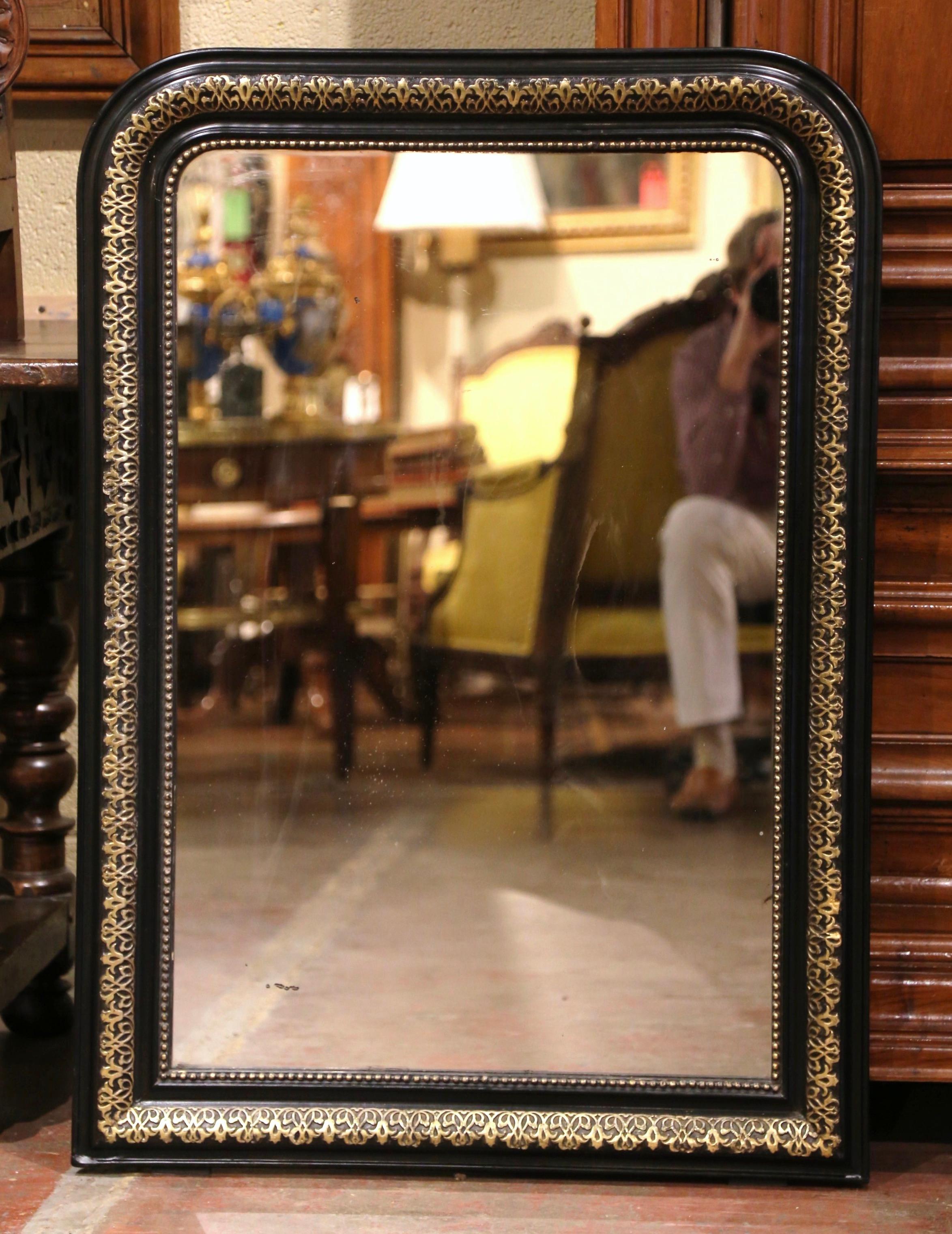 Mercury Glass 19th Century French Louis Philippe Two-Tone Gilt and Blackened Wall Mirror  For Sale