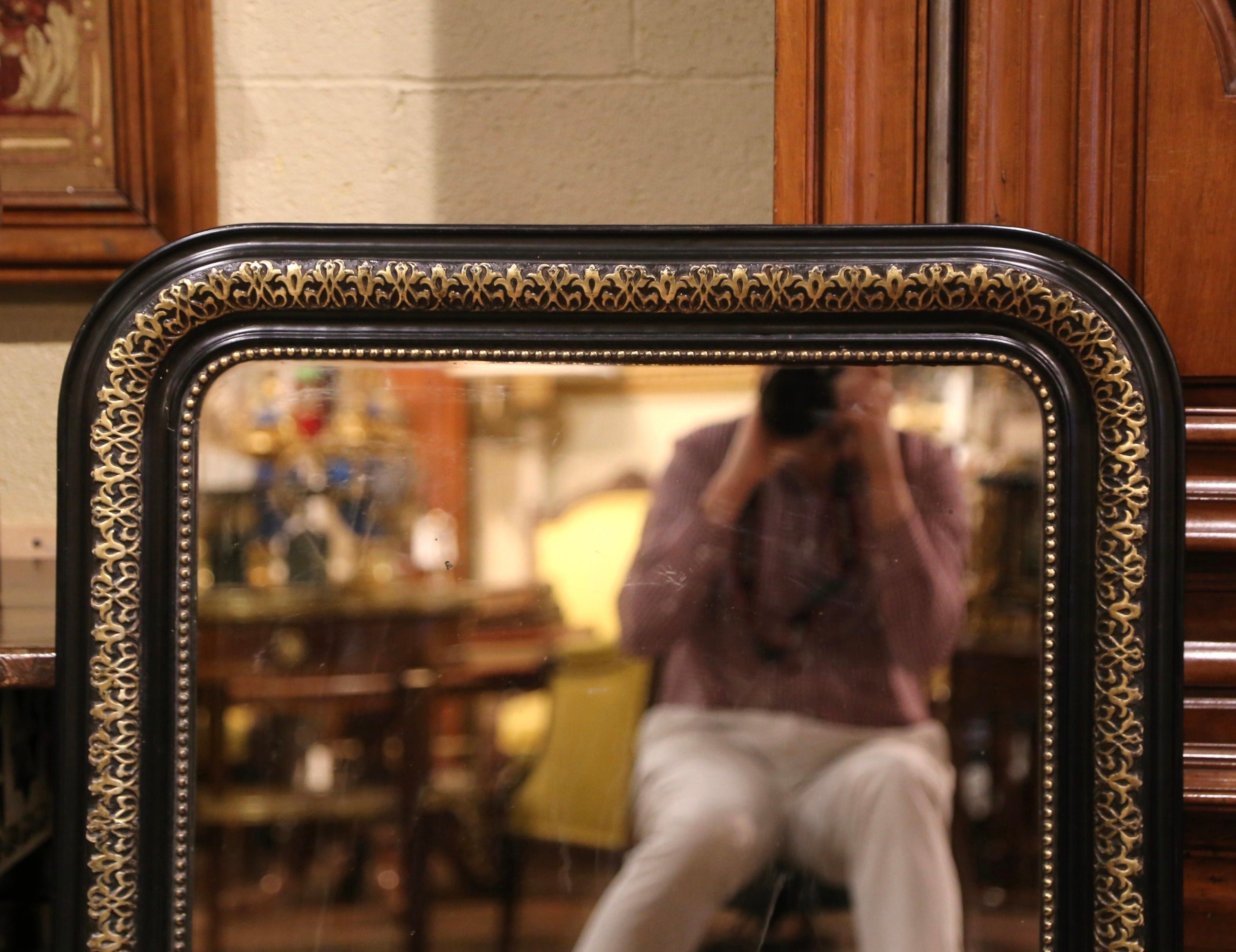 19th Century French Louis Philippe Two-Tone Gilt and Blackened Wall Mirror  For Sale 1