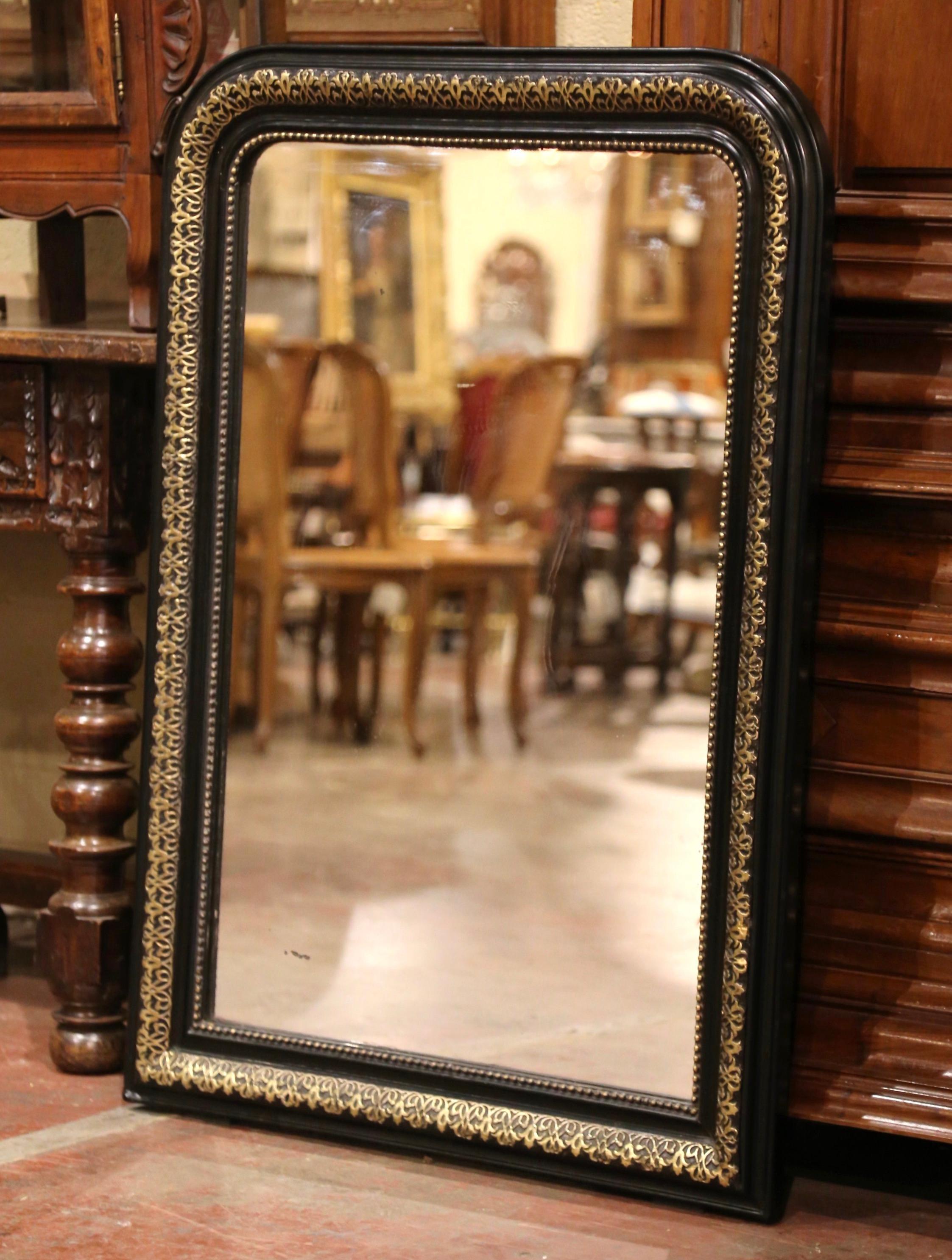 19th Century French Louis Philippe Two-Tone Gilt and Blackened Wall Mirror  For Sale 2