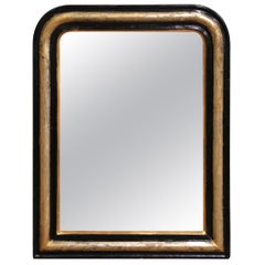 Specchio da parete bicolore in legno dorato ed ebanizzato francese del XIX secolo Louis Philippe