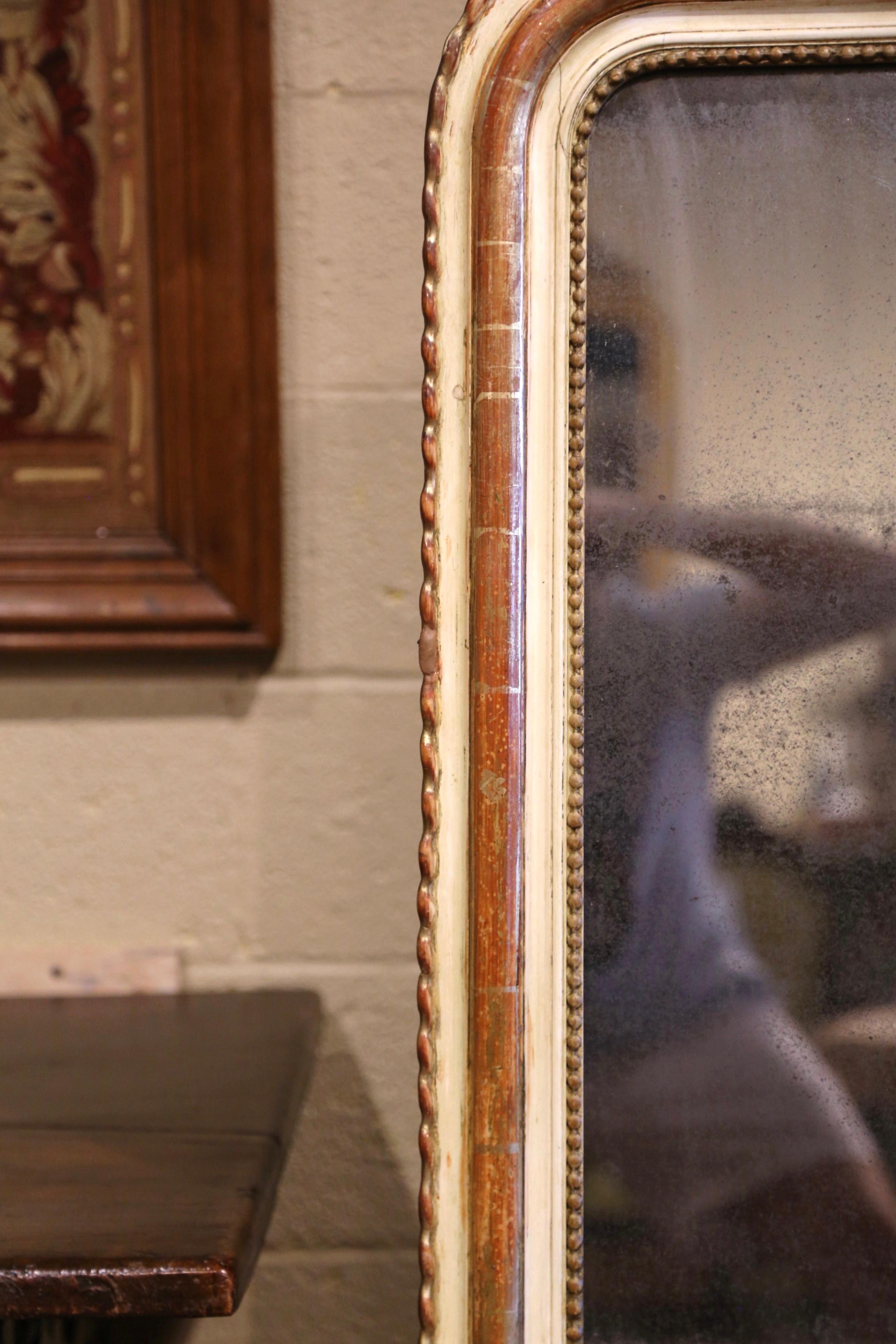 19th Century French Louis Philippe Two-Tone Red and Gesso and Gilt Wall Mirror For Sale 1