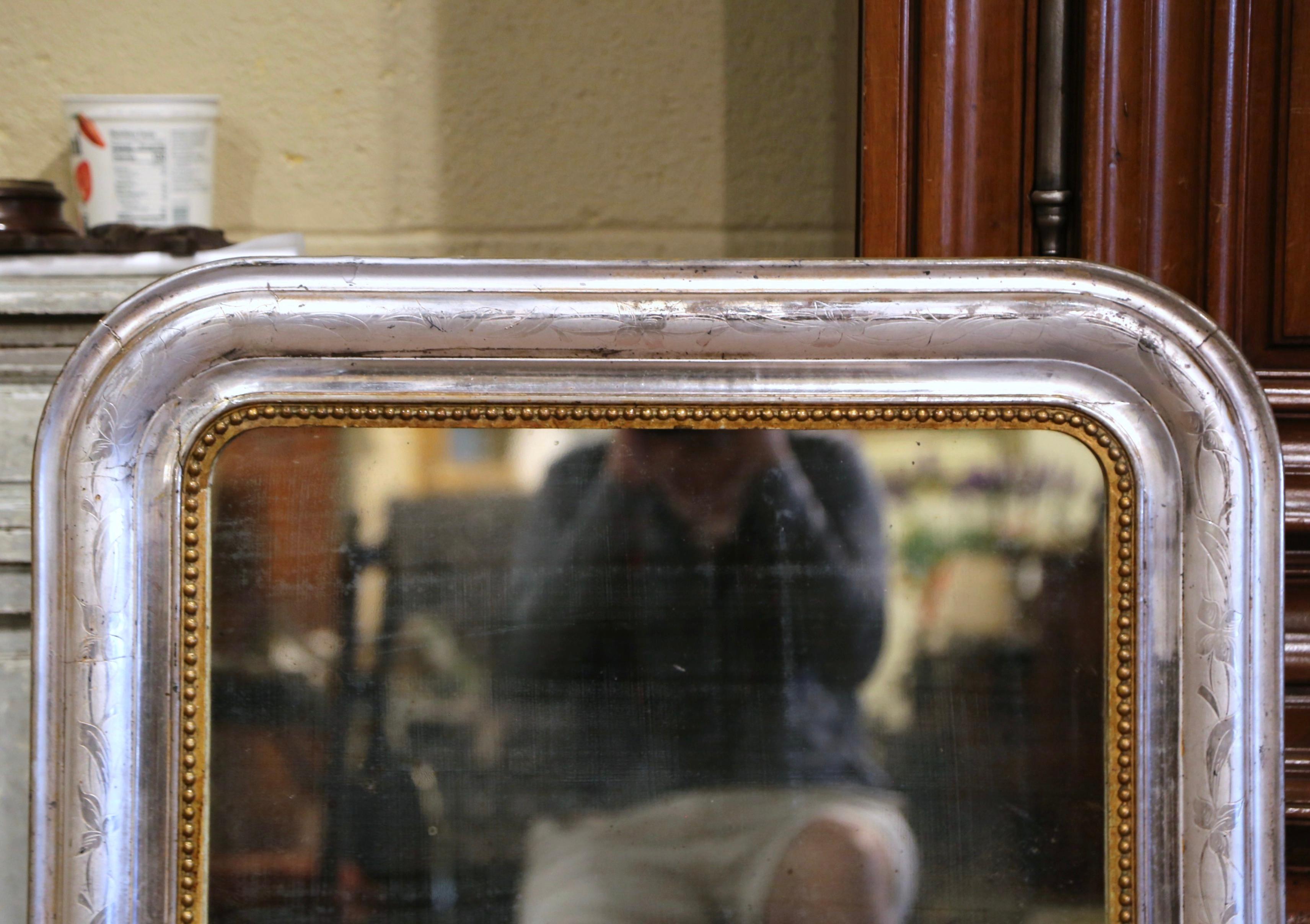 Hand-Crafted 19th Century French Louis Philippe Two-Tone Silver and Gilt Wall Mirror 
