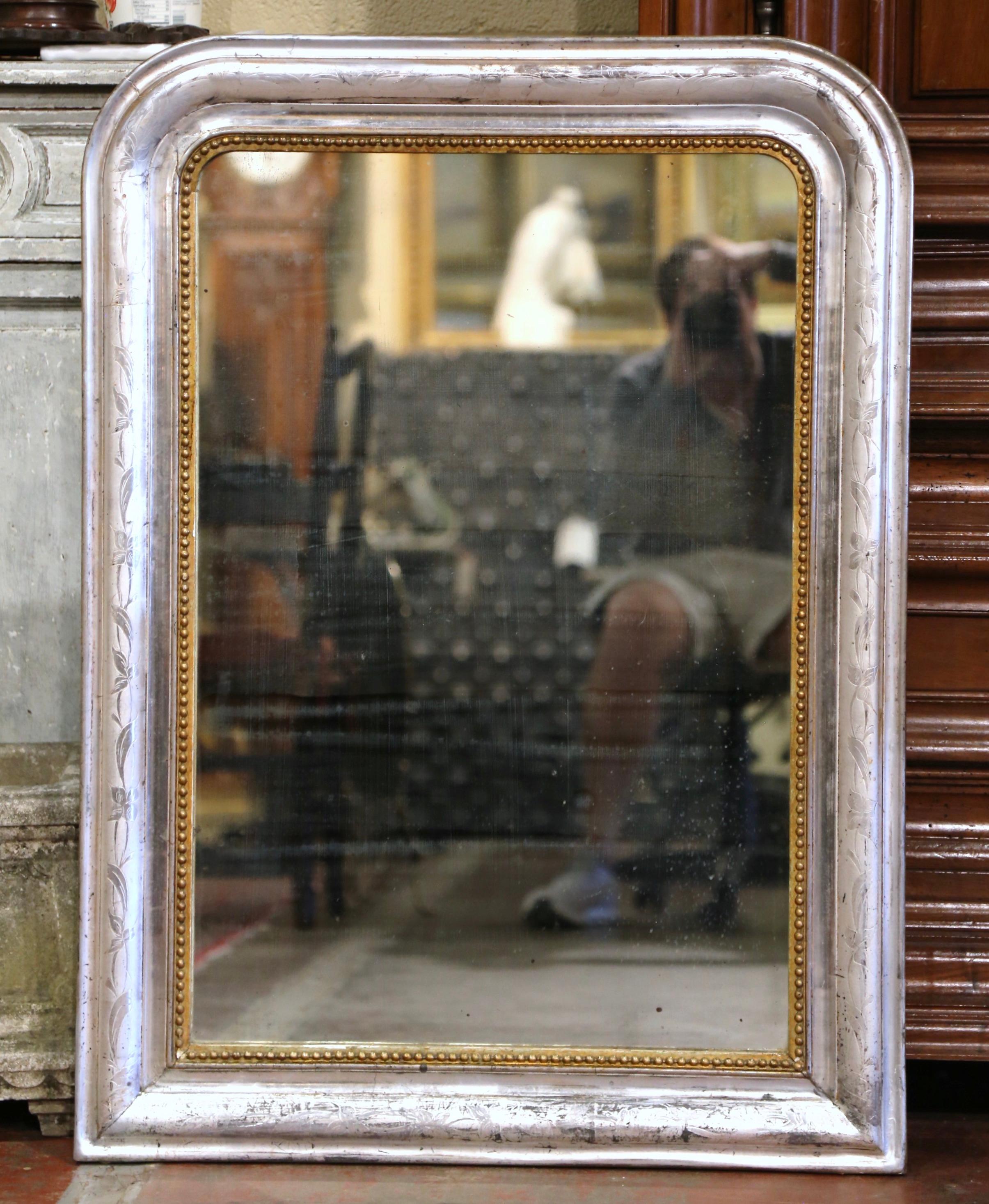Mercury Glass 19th Century French Louis Philippe Two-Tone Silver and Gilt Wall Mirror 