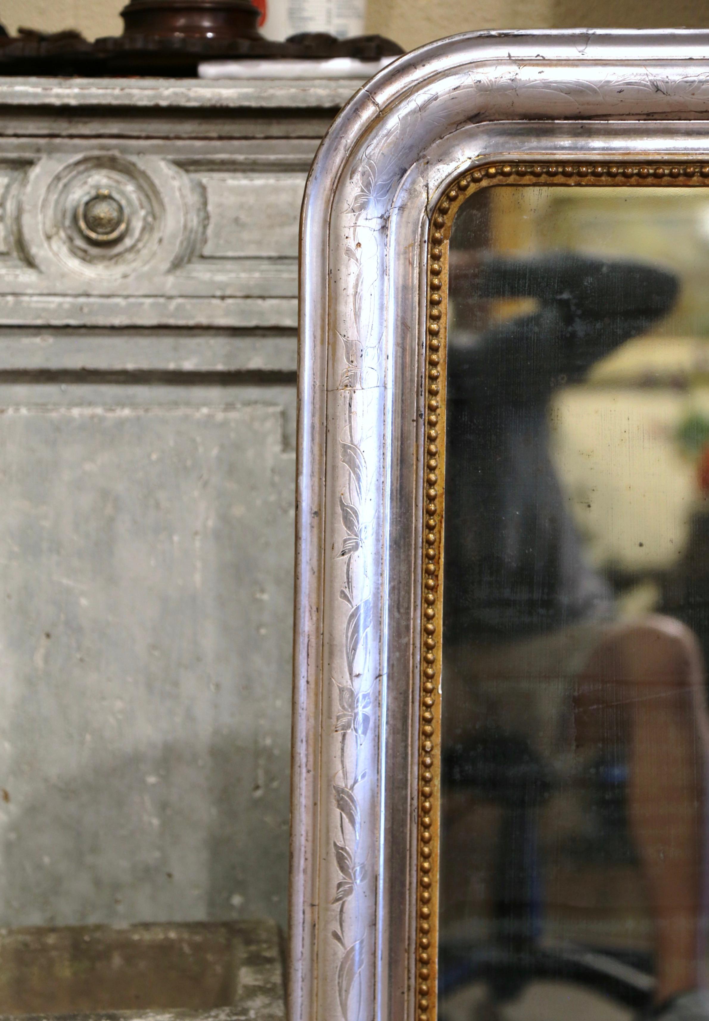 19th Century French Louis Philippe Two-Tone Silver and Gilt Wall Mirror  2