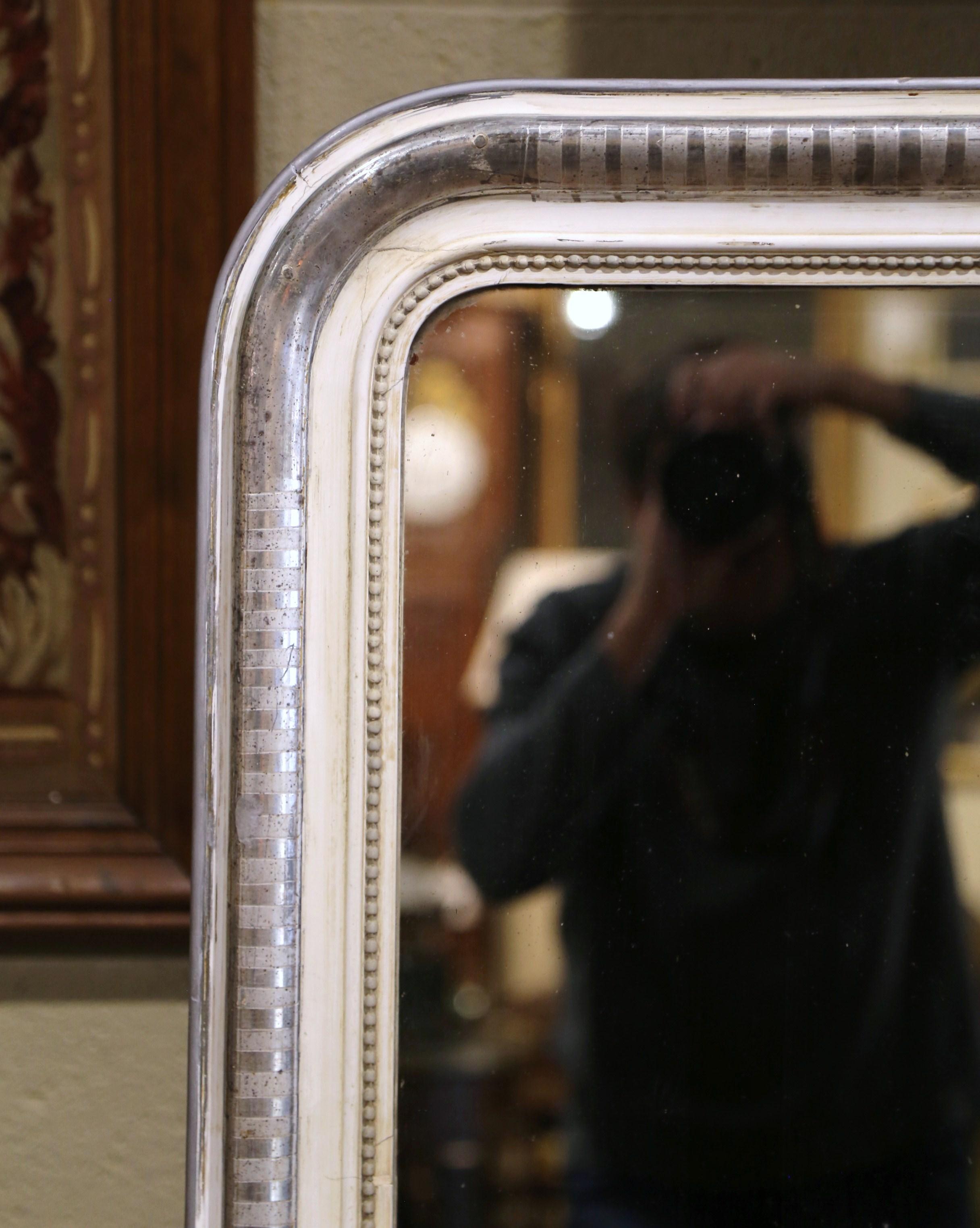 19th Century French Louis Philippe Two-Tone Silvered and White Wall Mirror 2