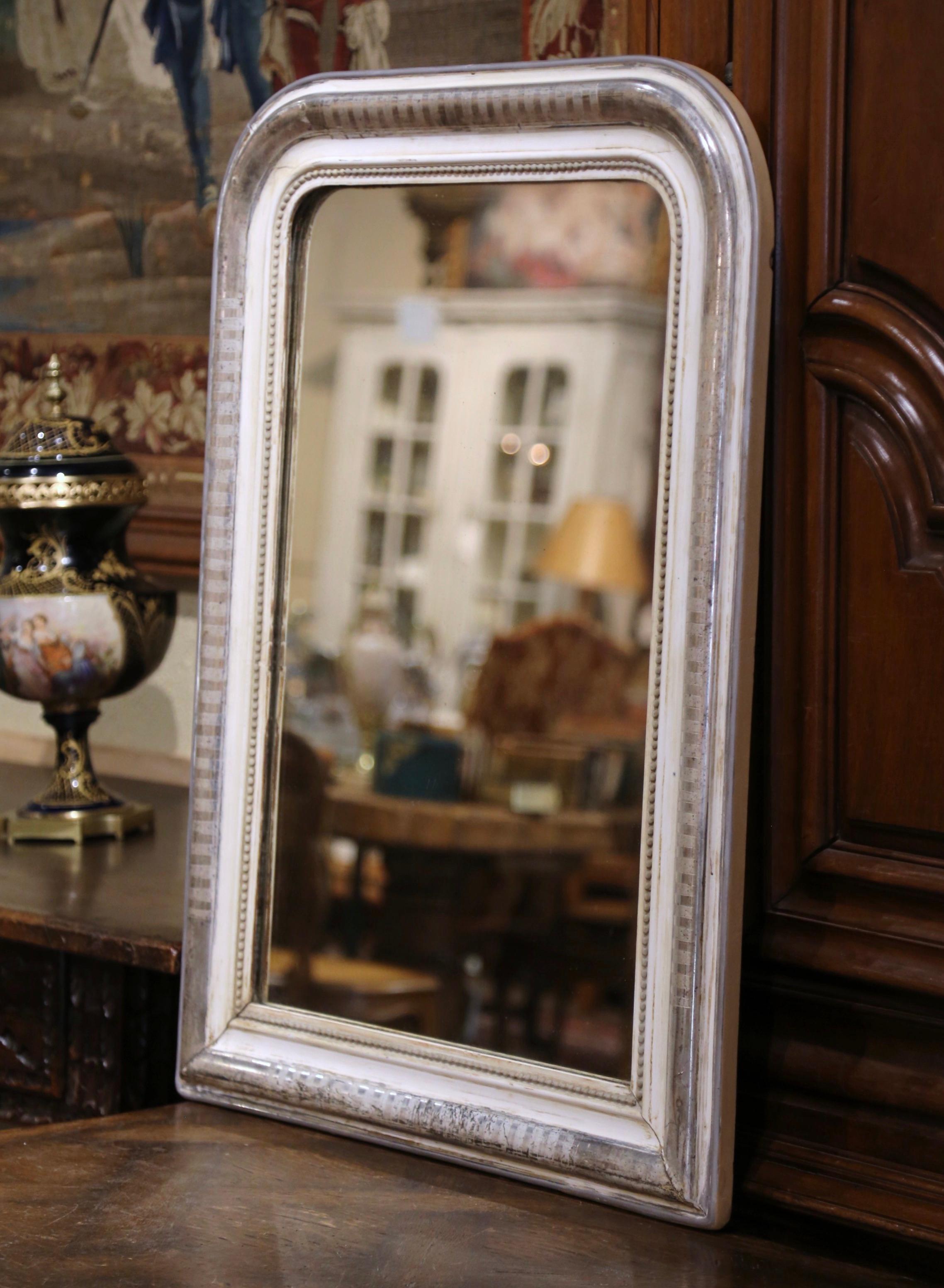 19th Century French Louis Philippe Two-Tone Silvered and White Wall Mirror 4