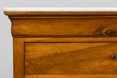 19th Century French Louis Philippe Walnut Chest of Drawers W/ Carrara Marble