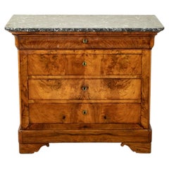 19th Century French Louis Philippe Walnut Commode, Chest of Drawers, 39" Width