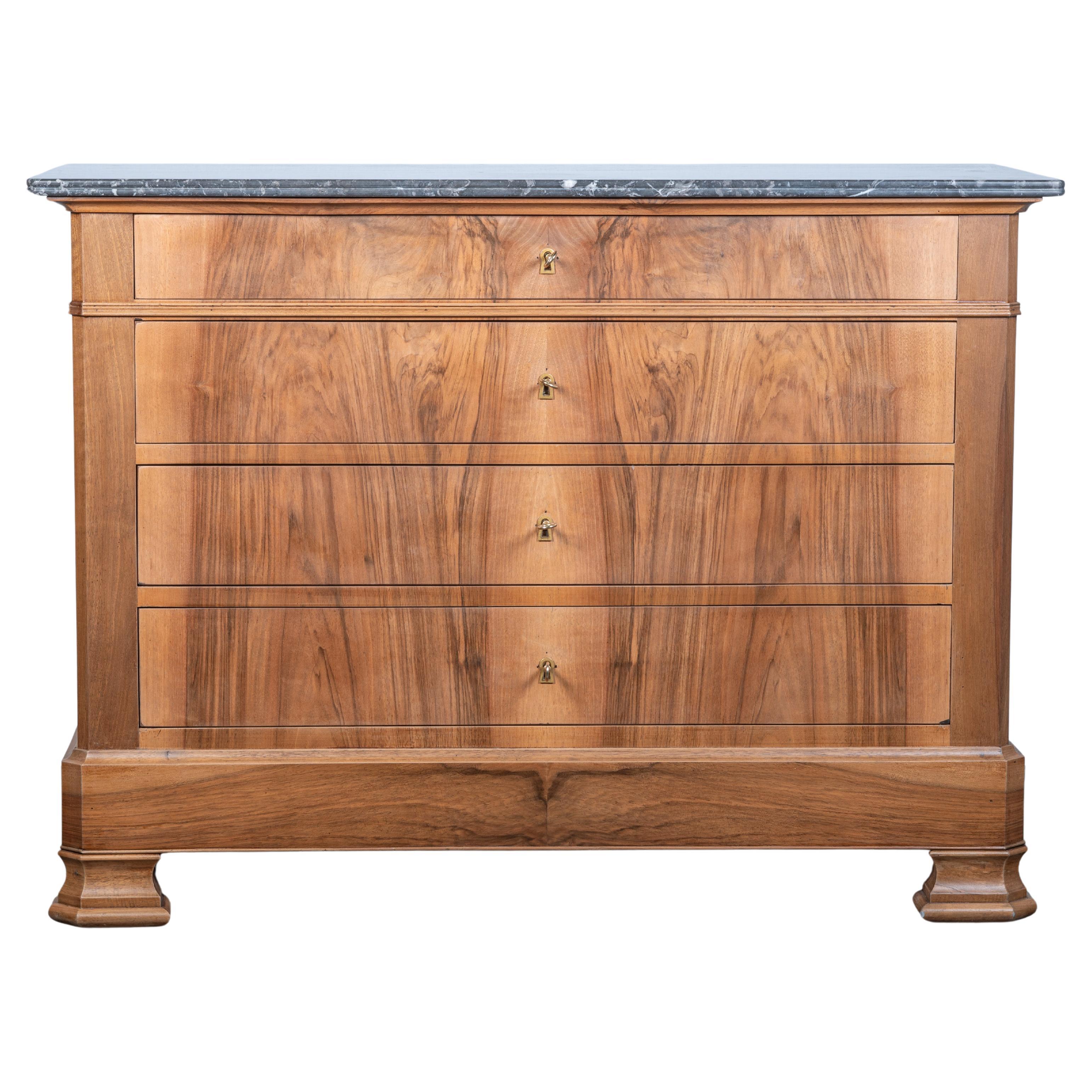 19th Century French Louis Philippe Walnut Commode For Sale