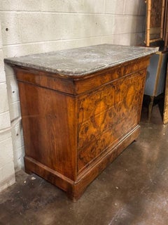 19th Century French Louis Philippe Walnut Commode with Marble Top
