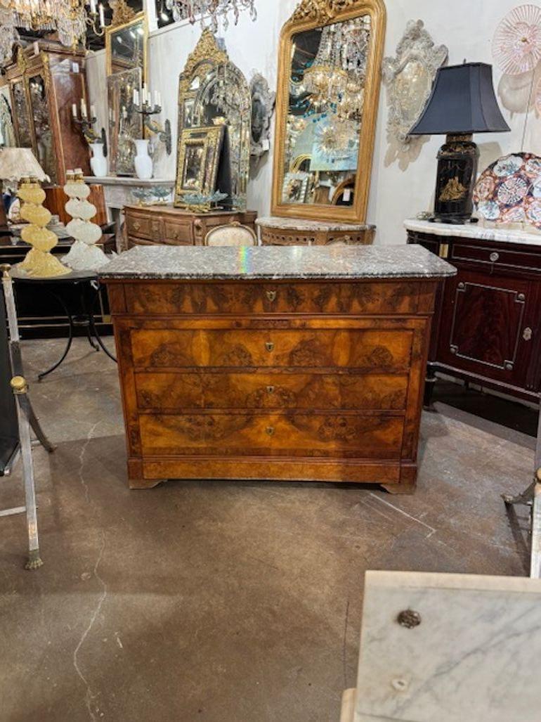 Commode francese del XIX secolo in noce Louis Philippe con piano in marmo in vendita 2