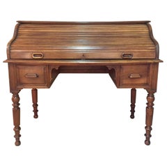 19th century French Louis Philippe Walnut Cylinder Desk, 1850s