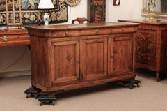 19th Century French Louis Philippe Walnut Enfilade with 3 Drawers and 3 Cabinet