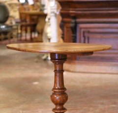 19th Century French Louis Philippe Walnut Gueridon with Turned Pedestal Base