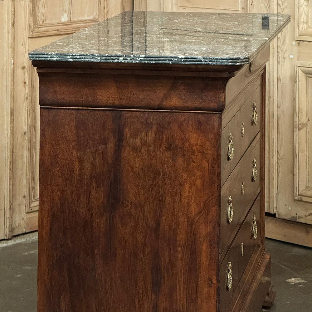 19th Century French Louis Philippe Walnut Marble Top Commode For Sale 5