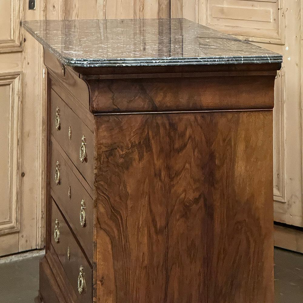 19th Century French Louis Philippe Walnut Marble Top Commode For Sale 7
