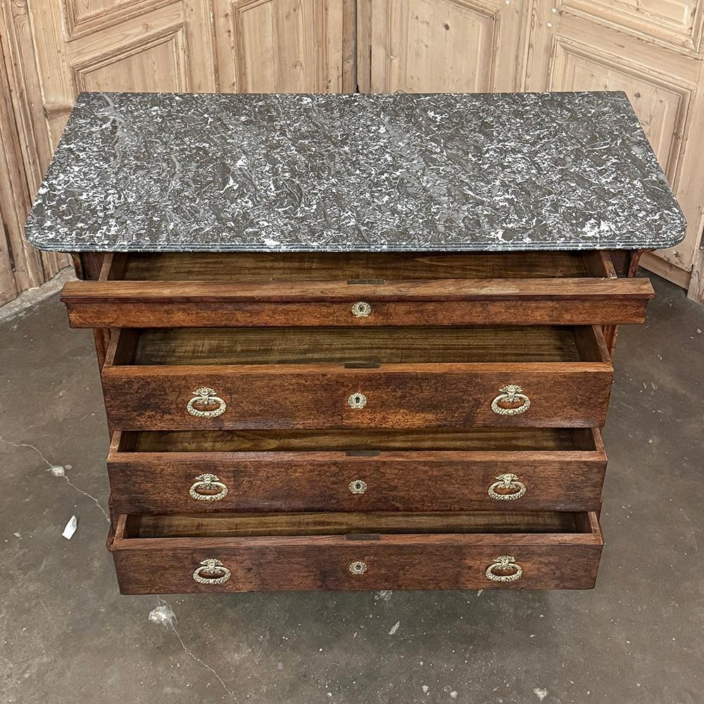 19th Century French Louis Philippe Walnut Marble Top Commode For Sale 10