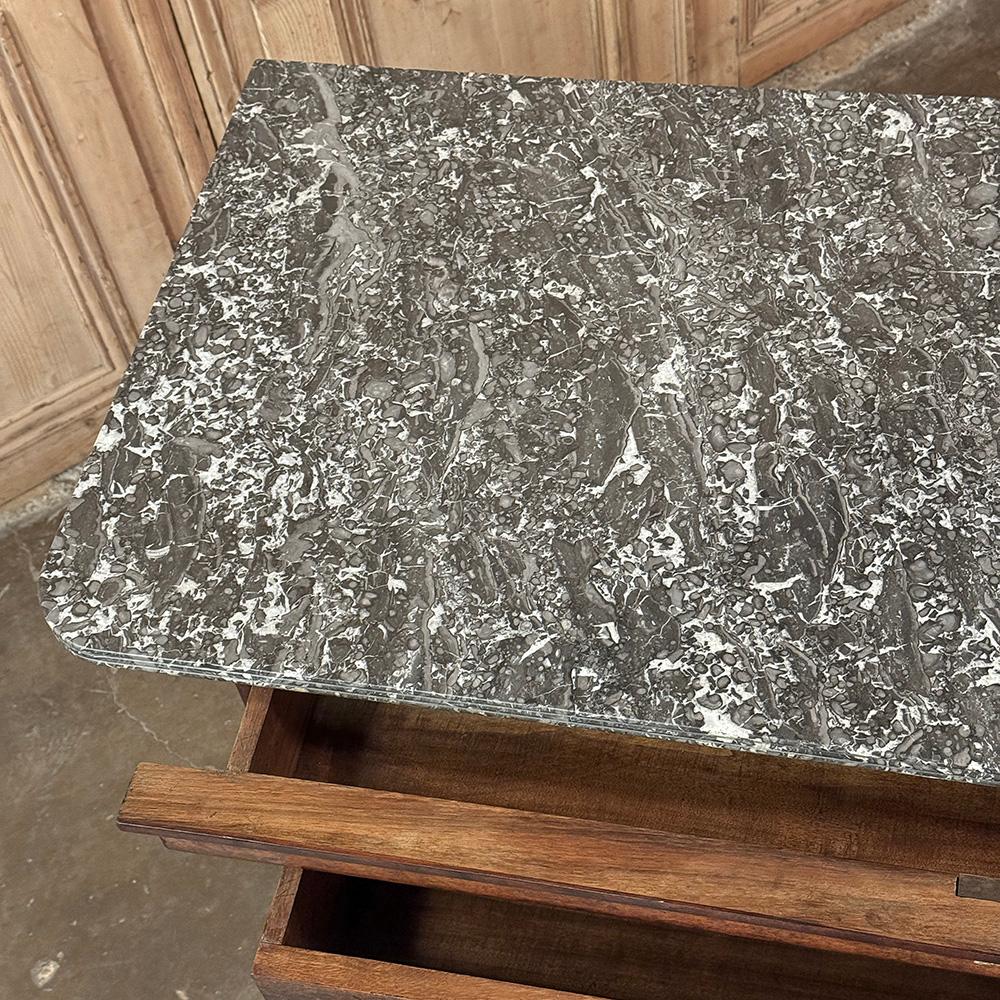 19th Century French Louis Philippe Walnut Marble Top Commode For Sale 11