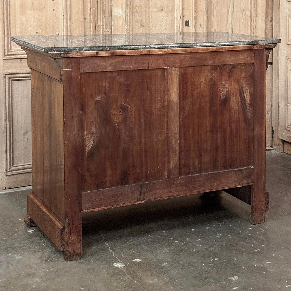 19th Century French Louis Philippe Walnut Marble Top Commode For Sale 13