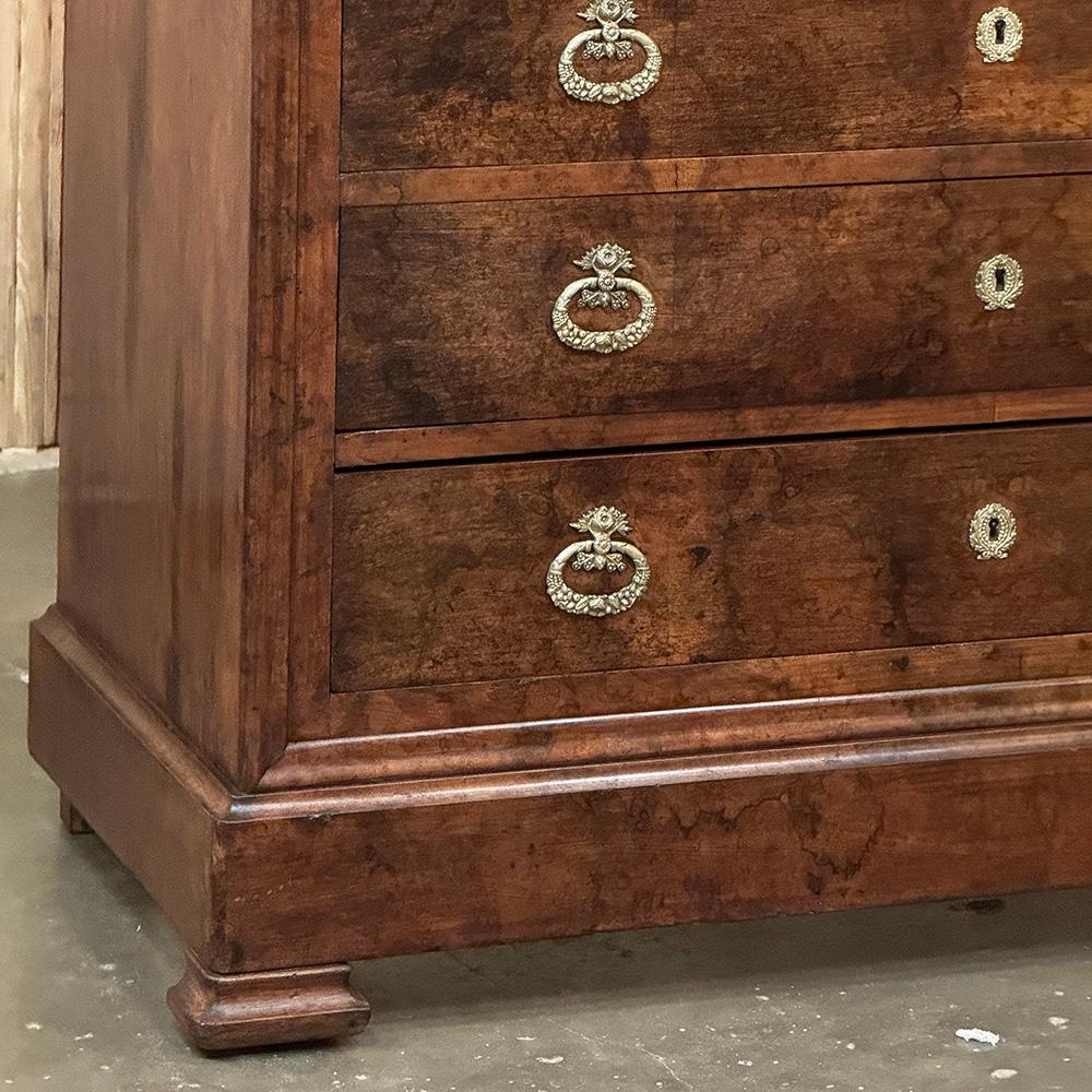 19th Century French Louis Philippe Walnut Marble Top Commode For Sale 1