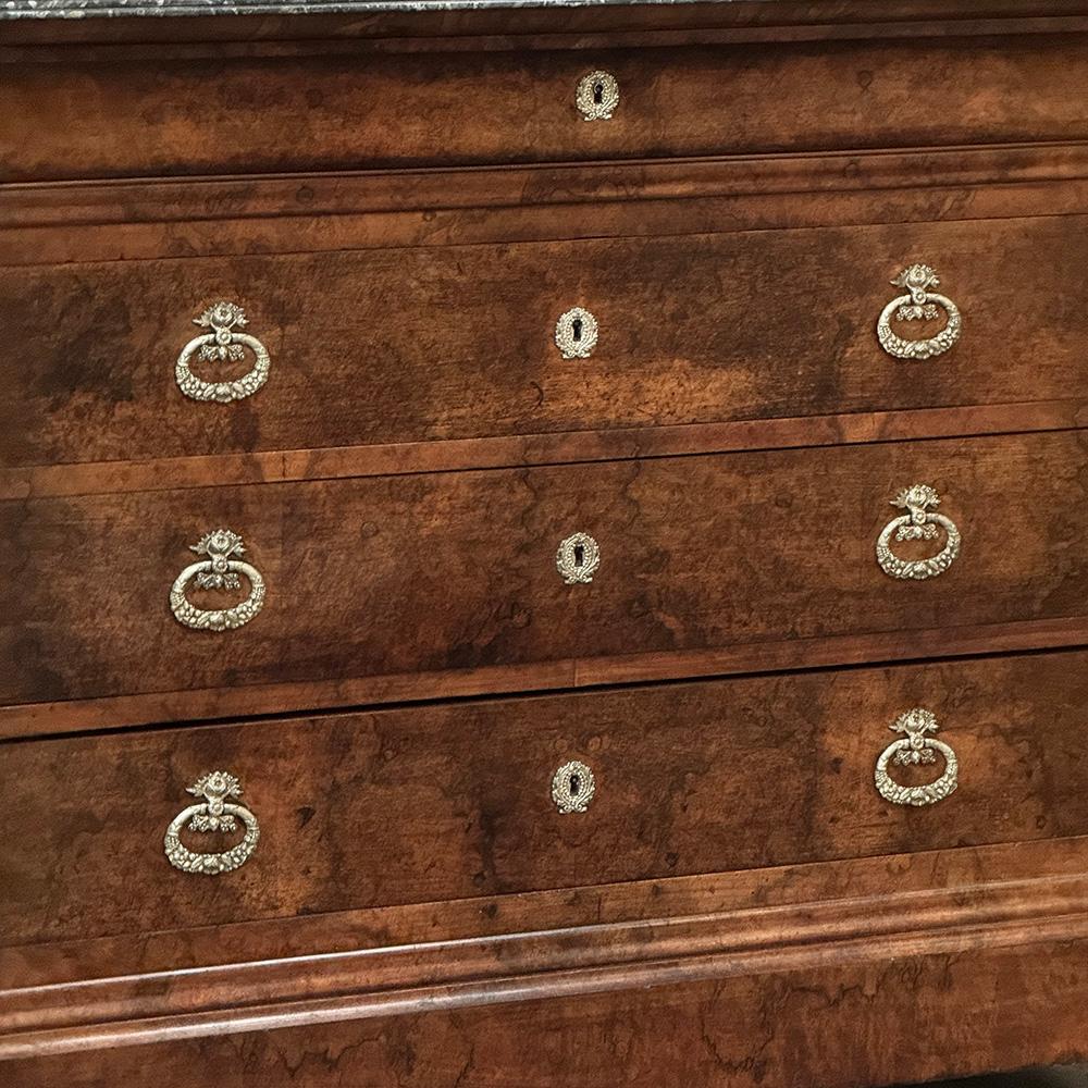 19th Century French Louis Philippe Walnut Marble Top Commode For Sale 2