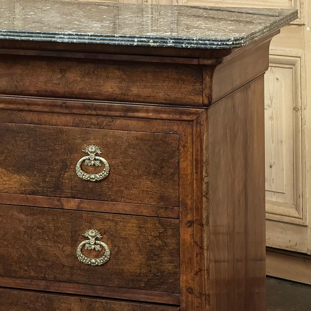 19th Century French Louis Philippe Walnut Marble Top Commode For Sale 3