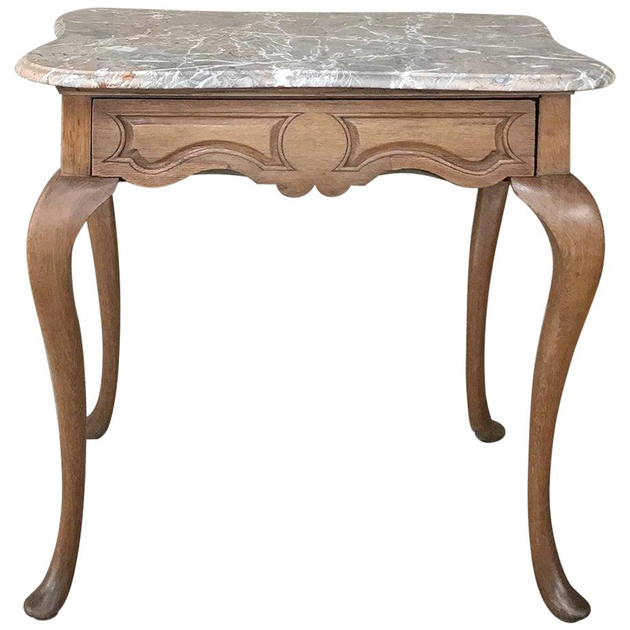19th Century French Louis Philippe Walnut Marble Top Writing Table