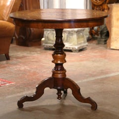 19th Century French Louis Philippe Walnut Marquetry Pedestal Gueridon Table