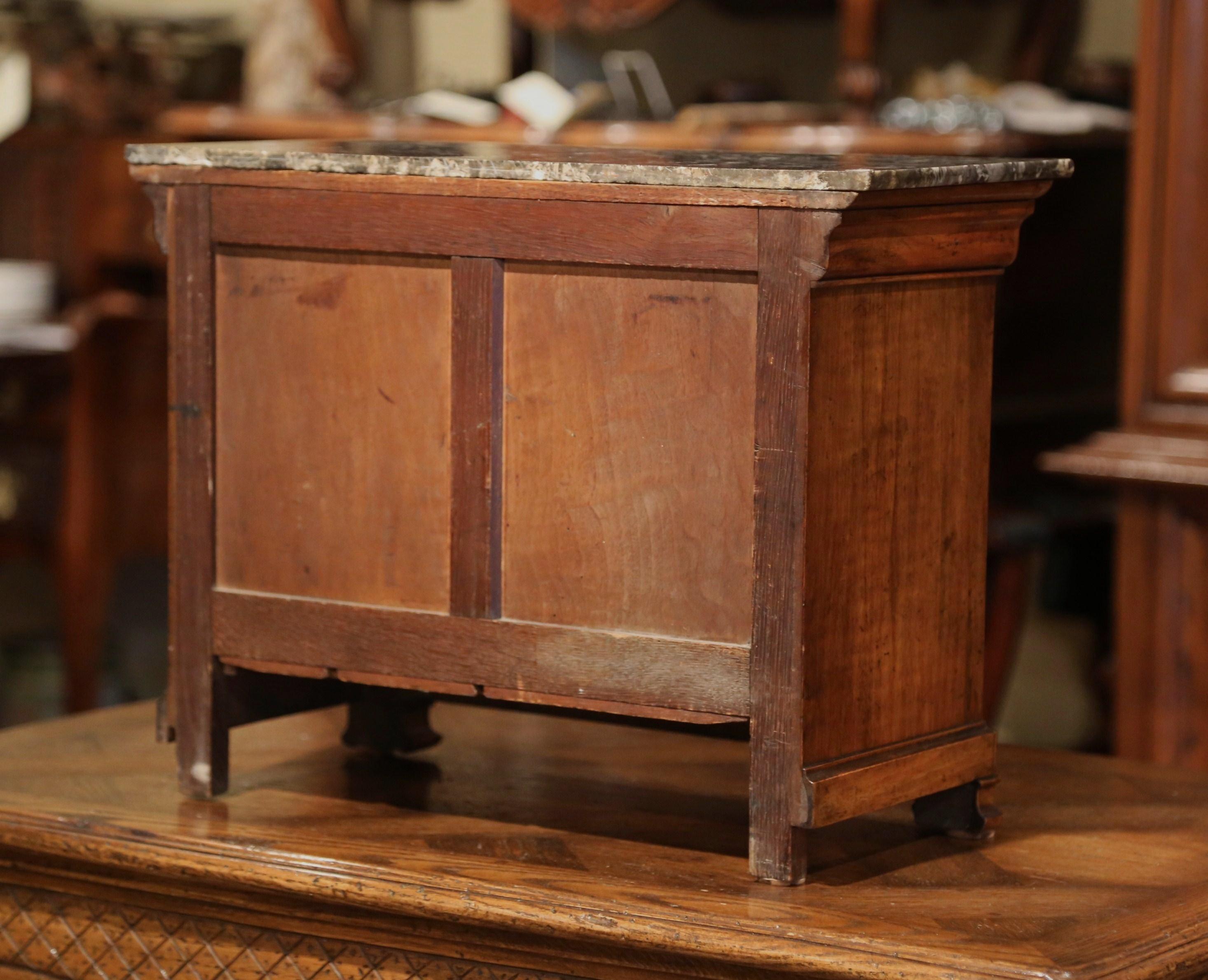 19th Century, French Louis Philippe Walnut Miniature Commode with Marble Top 5
