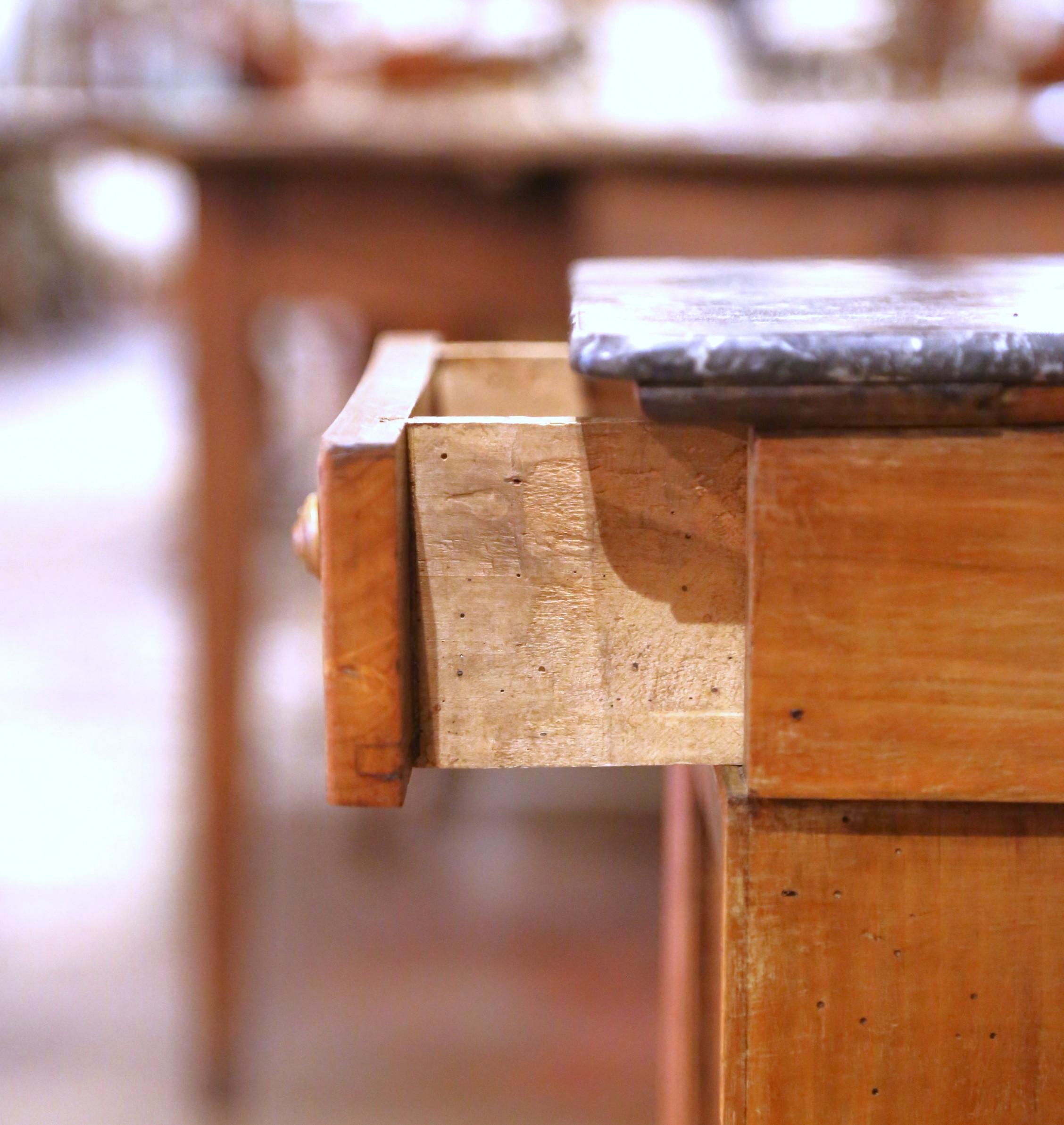 19th Century French Louis Philippe Walnut Nightstand with Black Marble Top For Sale 2