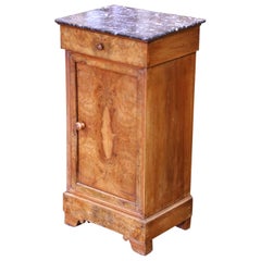 19th Century French Louis Philippe Walnut Nightstand with Black Marble Top