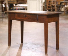 19th Century French Louis Philippe Walnut Single Plank Top Side Table Desk