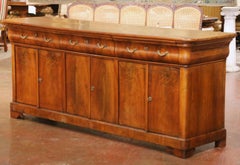 19th Century French Louis Philippe Walnut Six-Door Three-Drawer Enfilade Buffet
