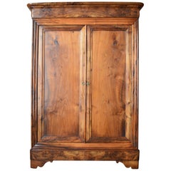 Antique 19th Century French Louis Philippe Walnut Small Armoire Wardrobe