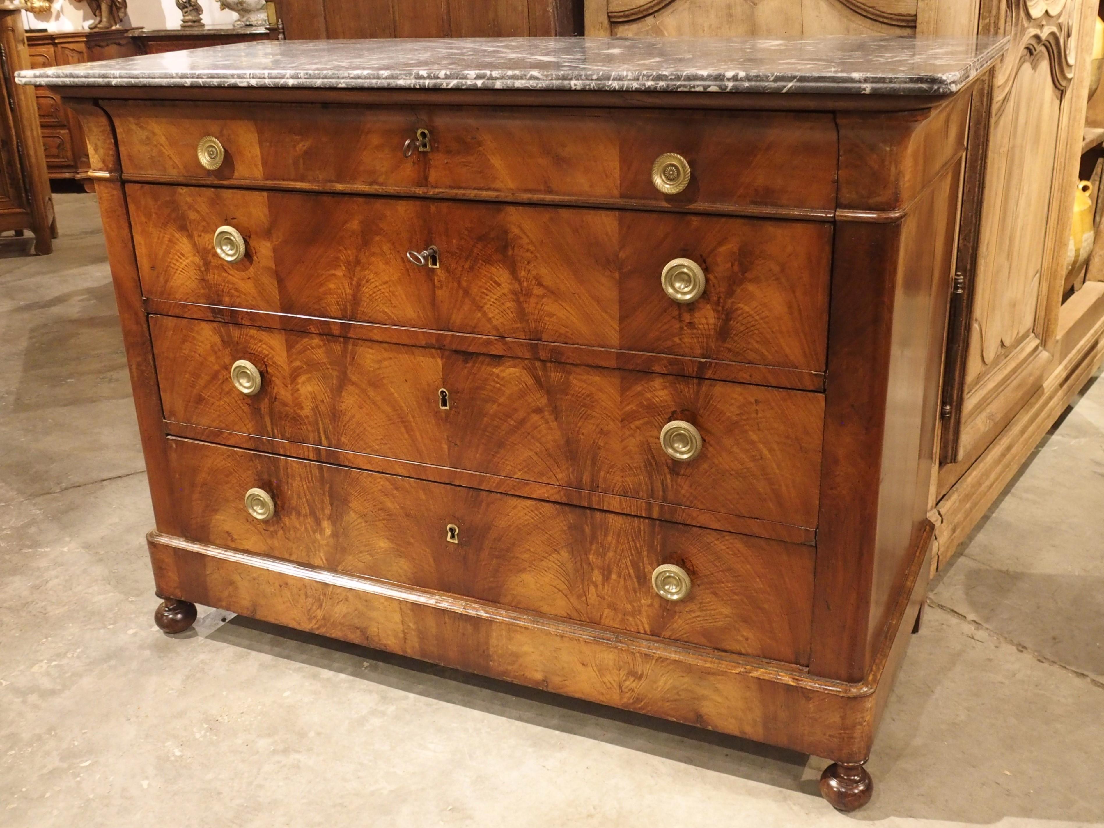 19th Century French Louis Philippe Walnut Wood Commode with Marble Top 15