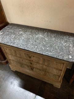 19th Century French Louis Phillipe Bleached Mahogany Chest with Marble-Top Chest
