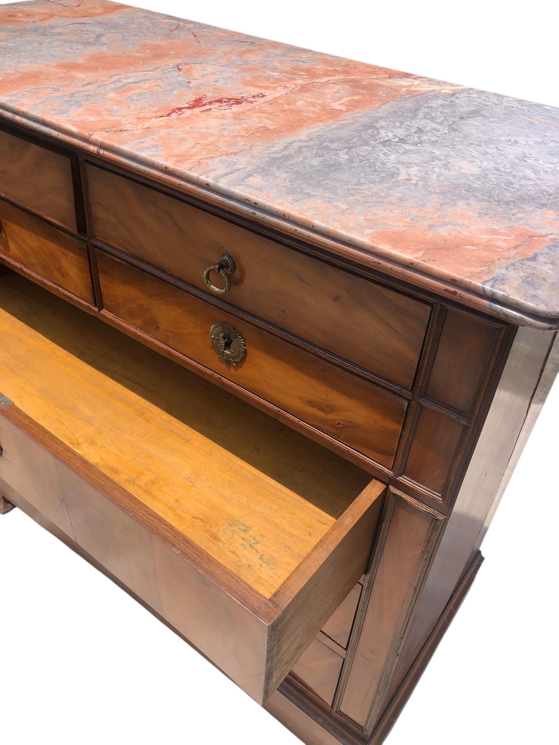 Louis-Philippe Commode Louis Phillipe du 19ème siècle avec dessus en marbre et cerisier en vente