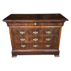 Antique 19th century French Louis Phillipe chest with book matched mahogany