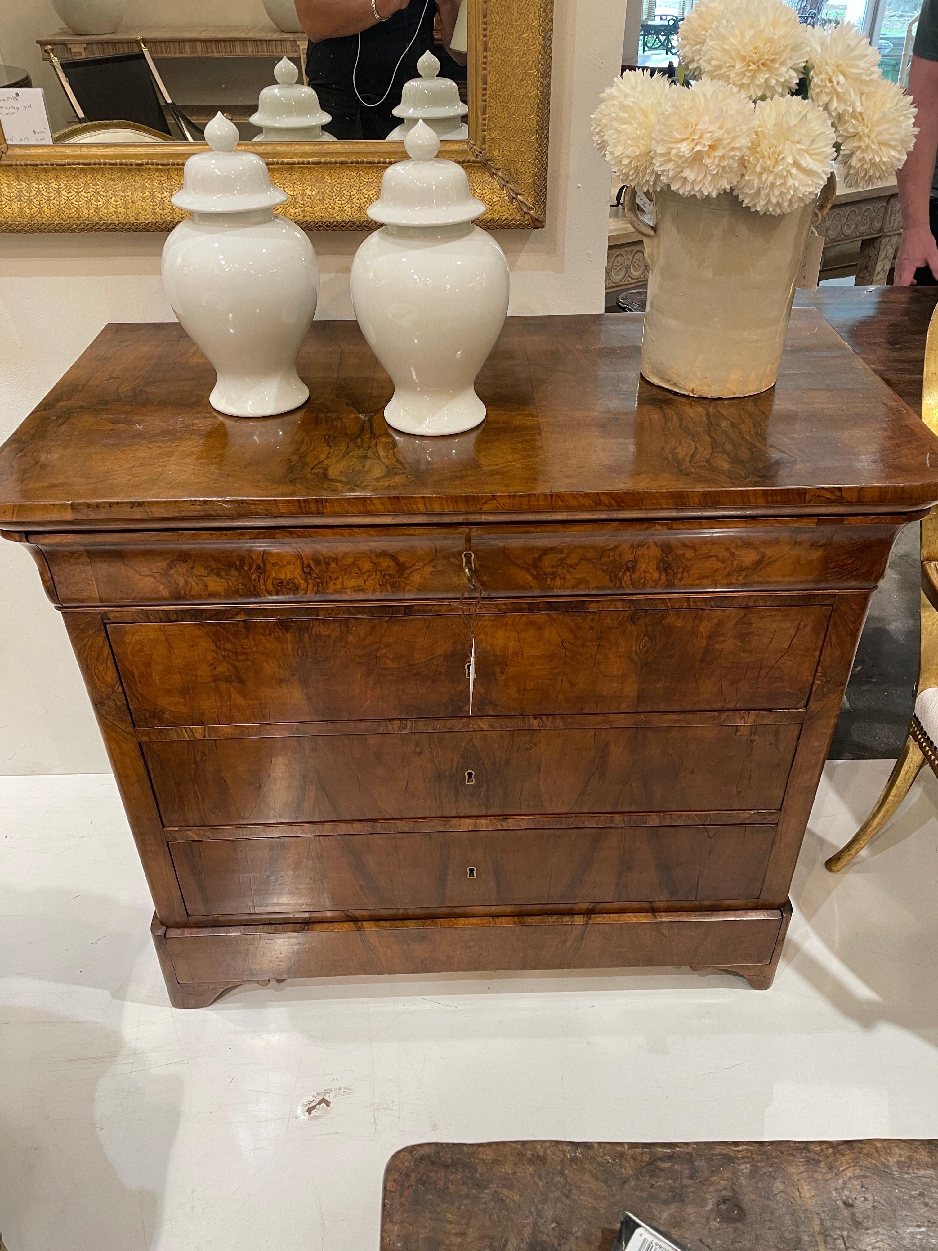 
Crafted in the 19th century, the Louis Philippe commode exudes timeless elegance and refined craftsmanship. This exquisite piece of French furniture epitomizes the neoclassical style of the era, characterized by clean lines, understated