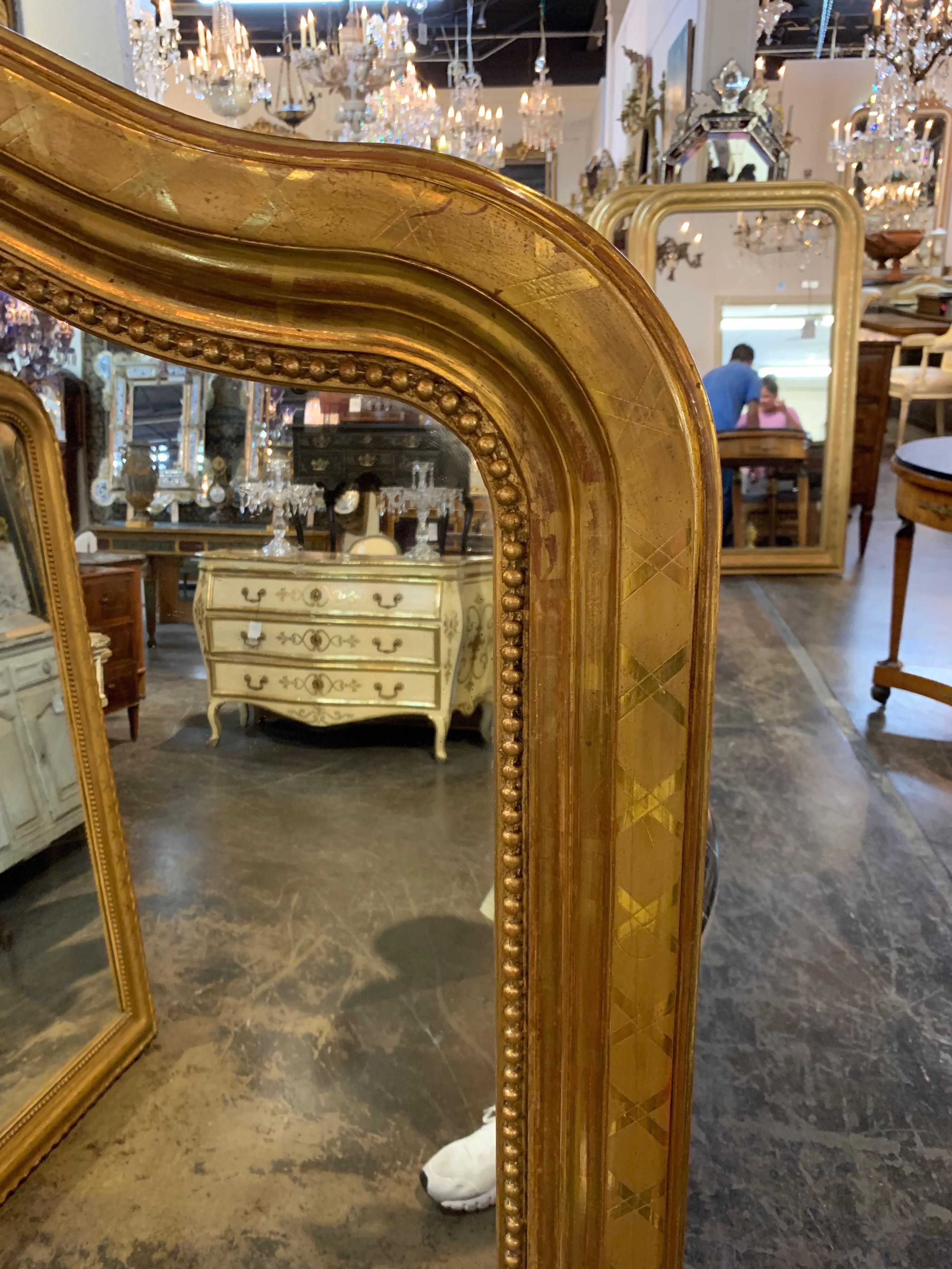 19th Century French Louis Phillipe Gold Gilt Mirror In Good Condition In Dallas, TX