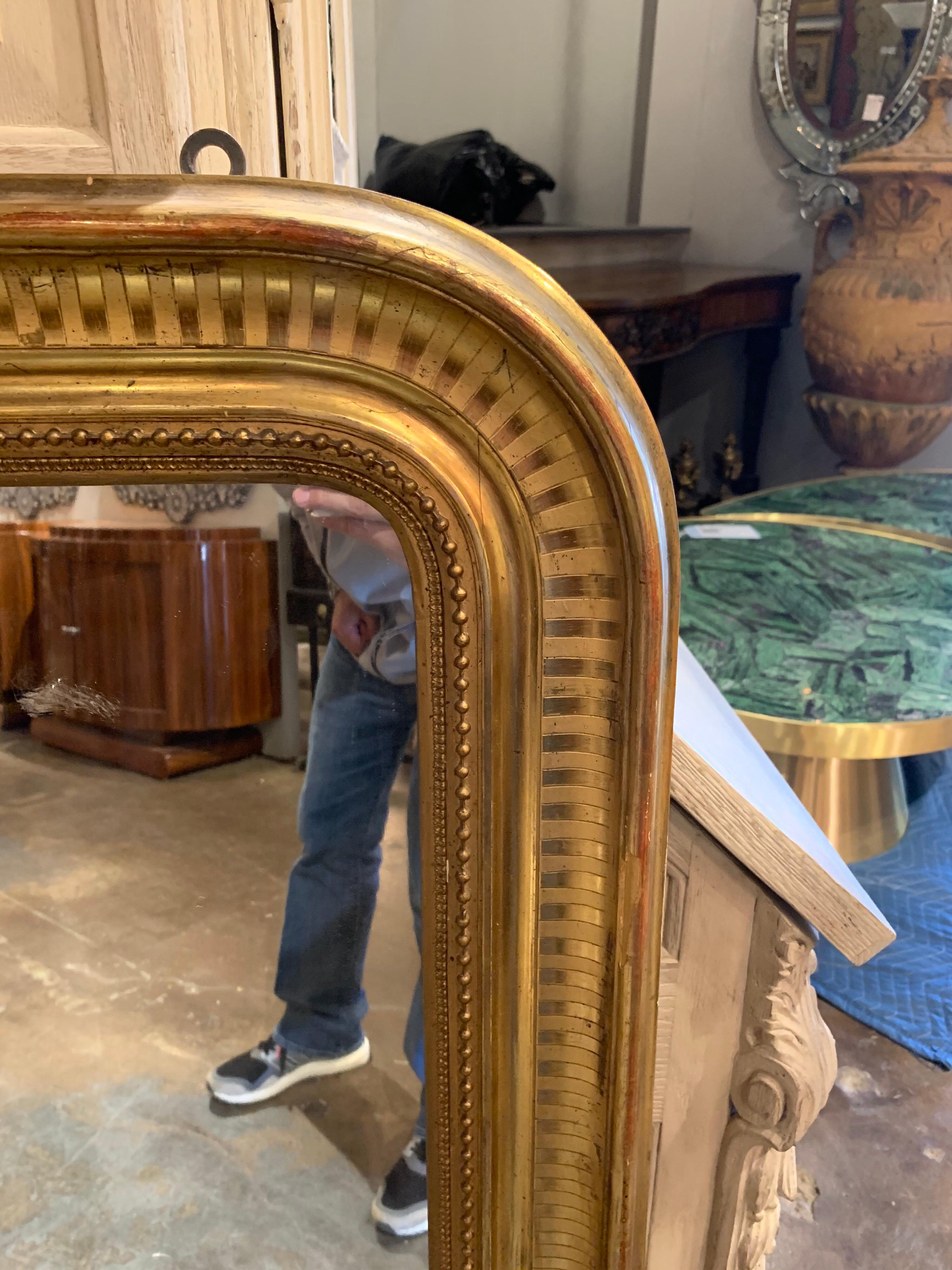 19th Century French Louis Phillipe Gold Giltwood Mirror In Good Condition In Dallas, TX