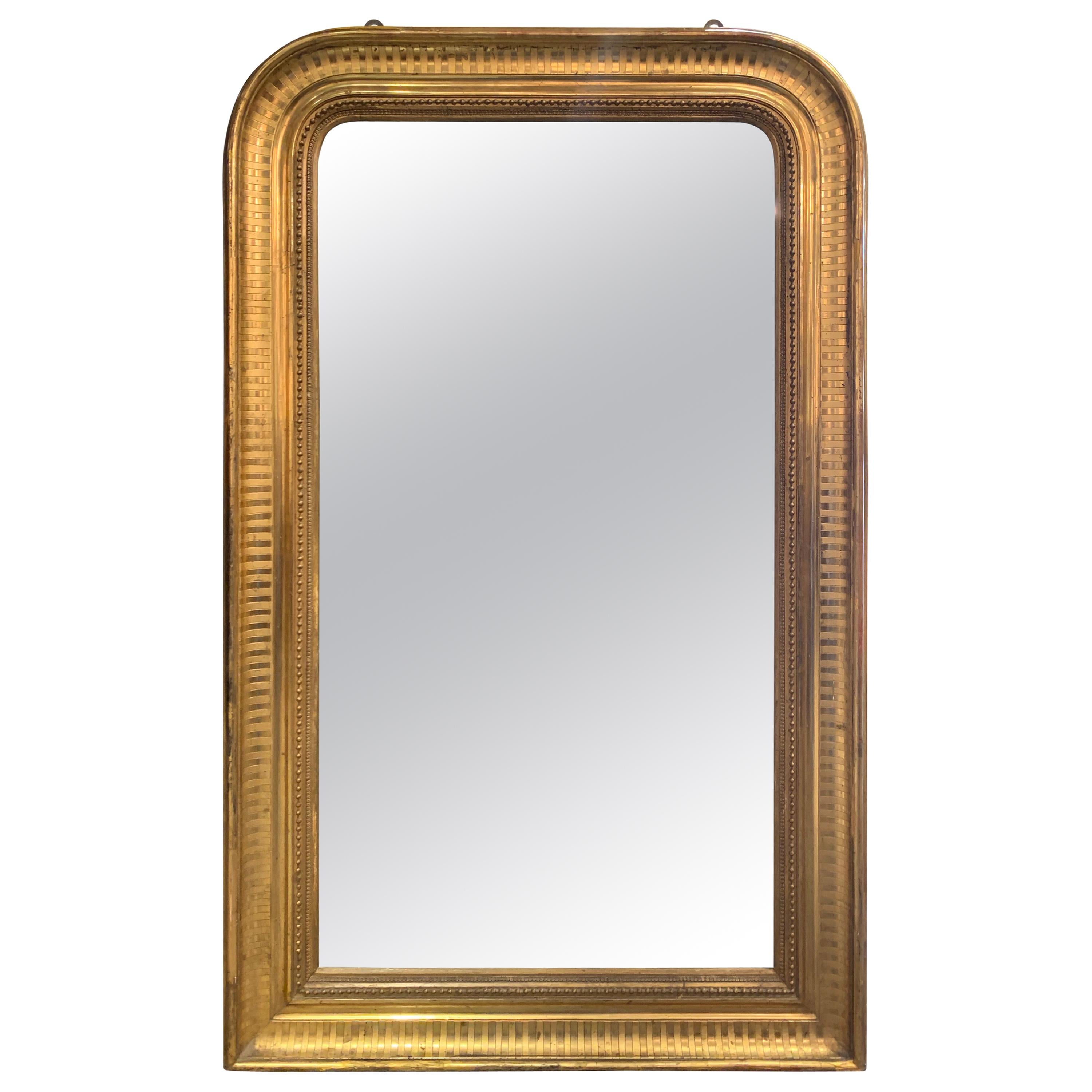 19th Century French Louis Phillipe Gold Giltwood Mirror