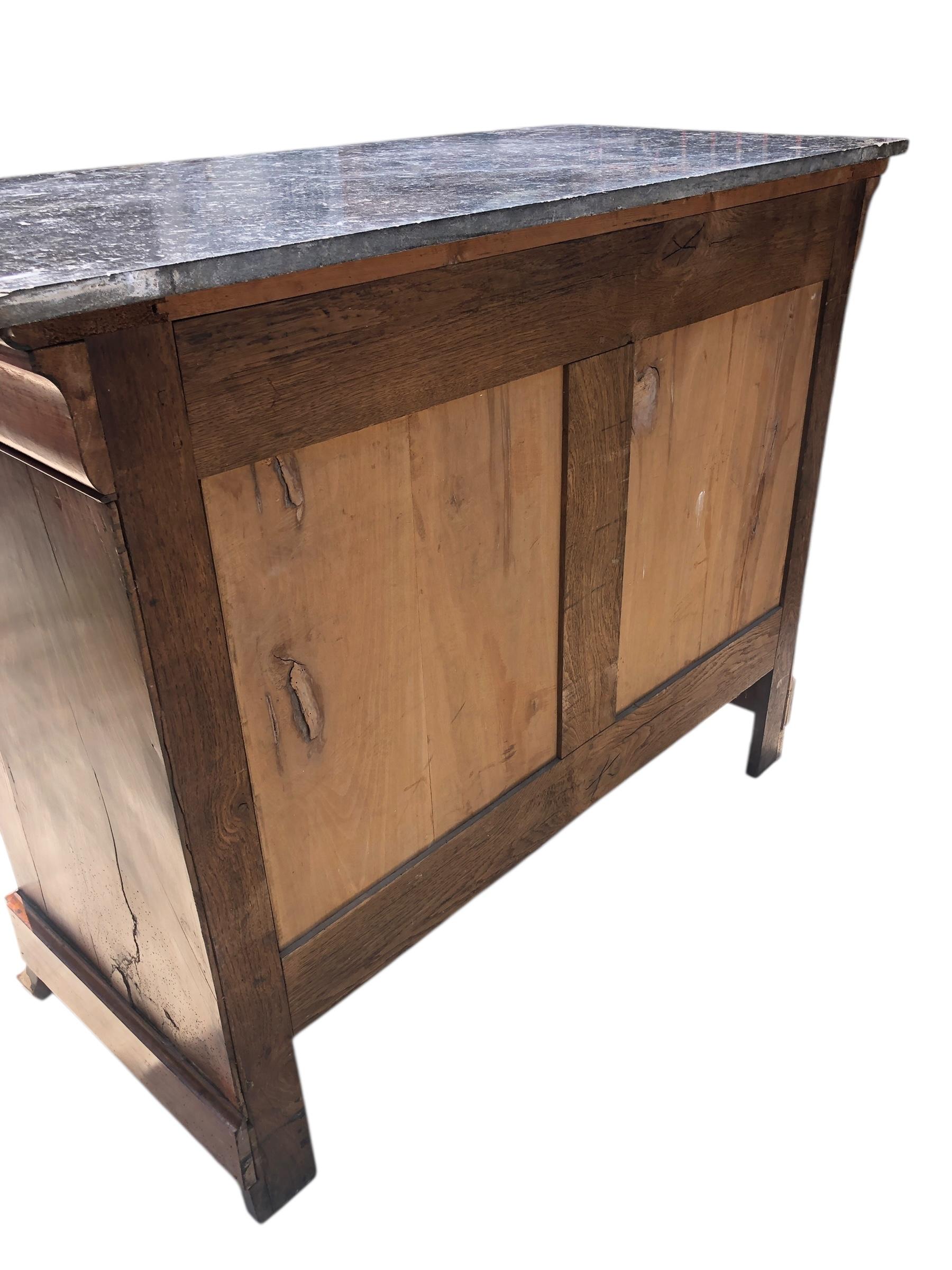 19th Century French Louis Phillipe Walnut Marble Top Commode Chest of Drawers For Sale 1