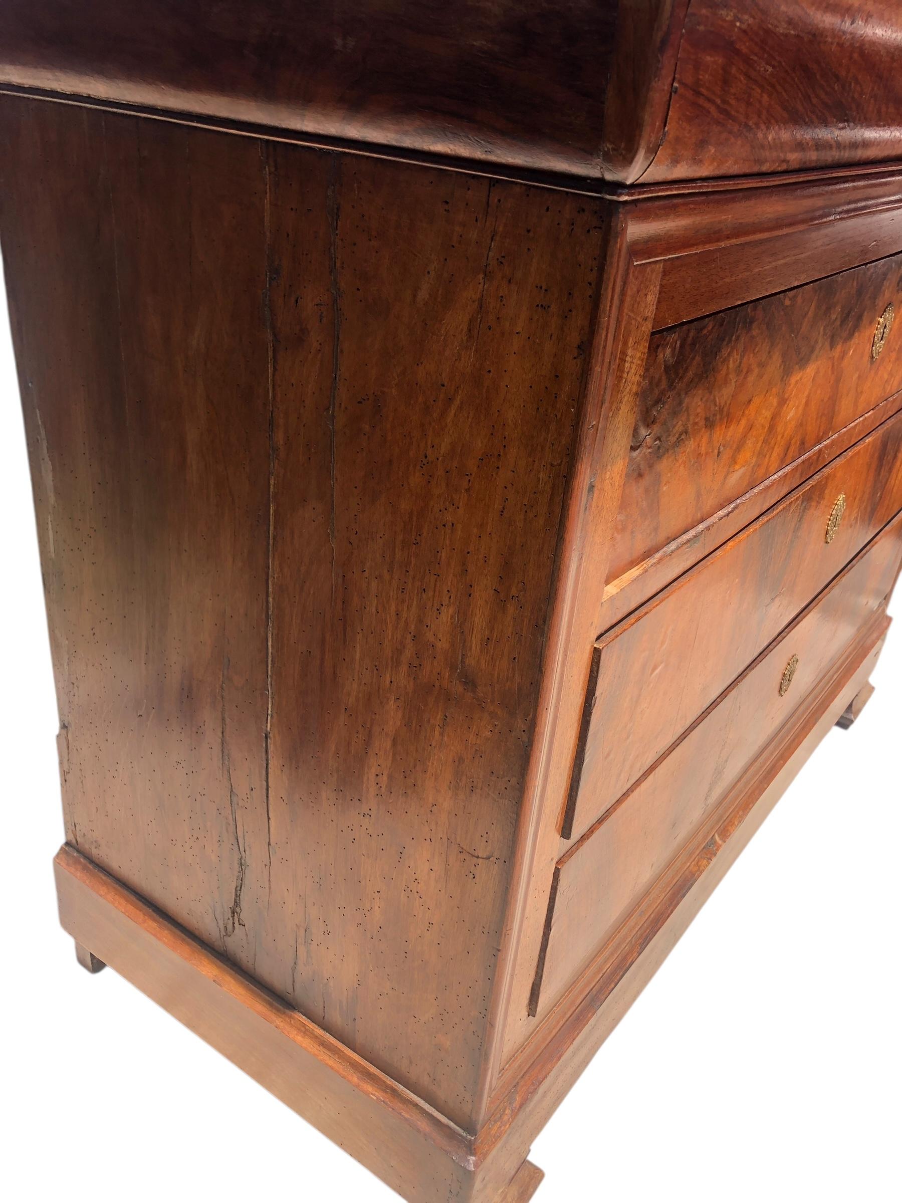 19th Century French Louis Phillipe Walnut Marble Top Commode Chest of Drawers For Sale 3