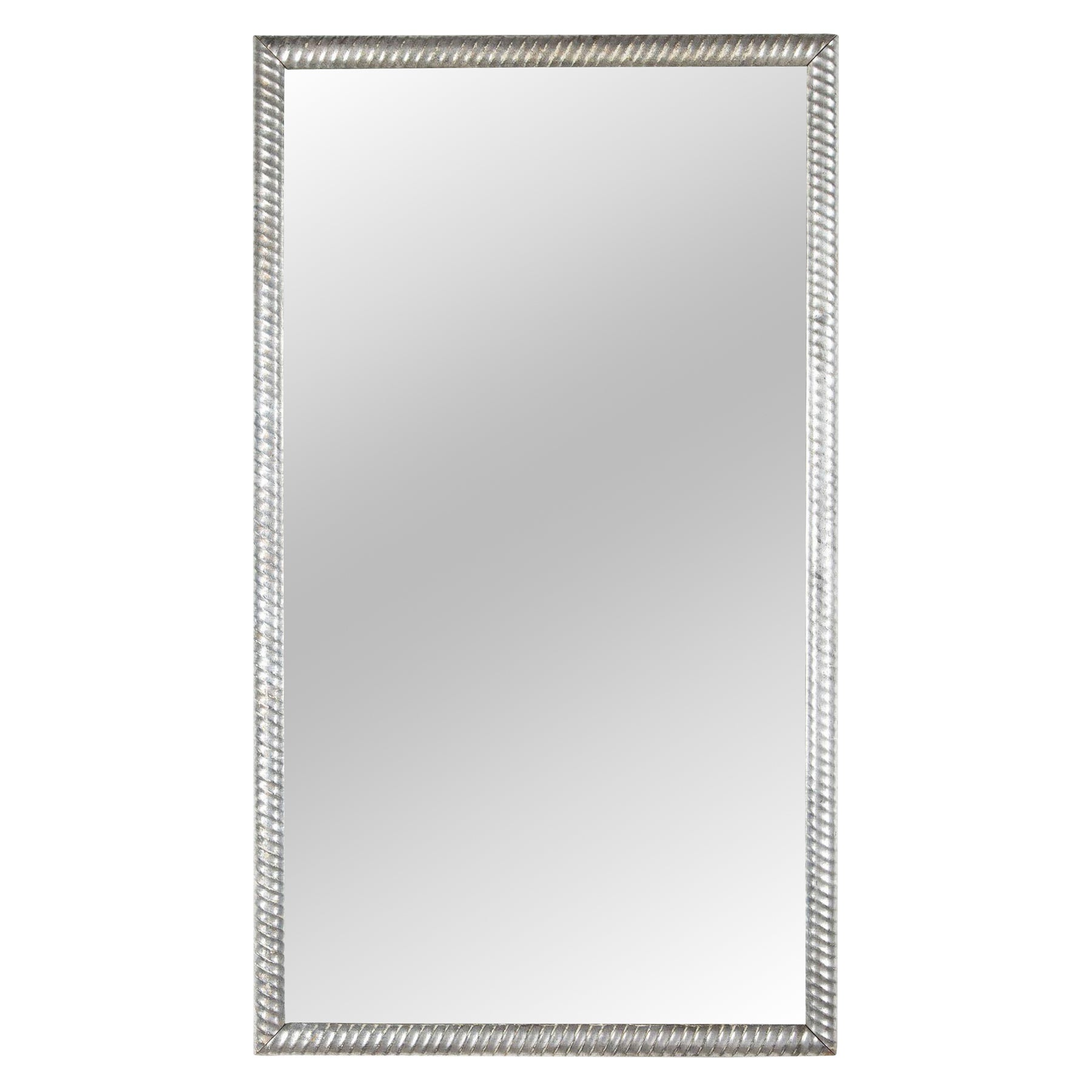 19th Century French Louis Phillippe Silver Ripple Mirror For Sale