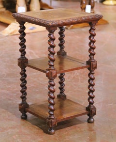 19th Century French Louis XIII Barley Twist Oak Side Table