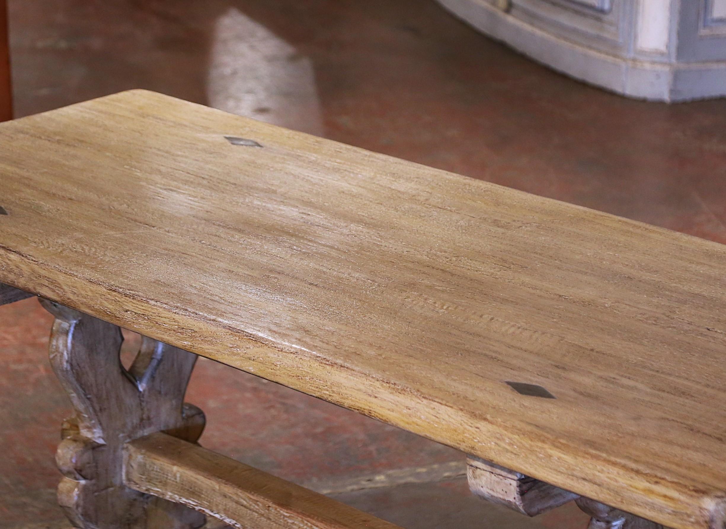 19th Century French Louis XIII Carved Bleached Oak Refectory Farm Dining Table 1